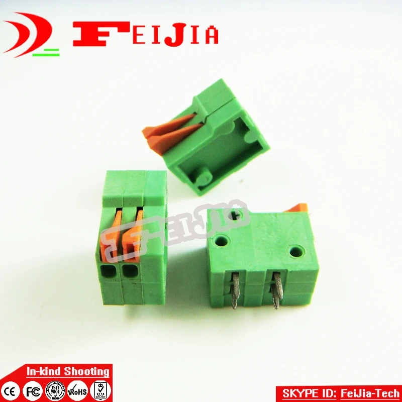 20 шт./лот 141R 2.54 2P 2Pin PCB пружинный клеммный блок ROHS разъем шаг 2 54 мм Бесплатная