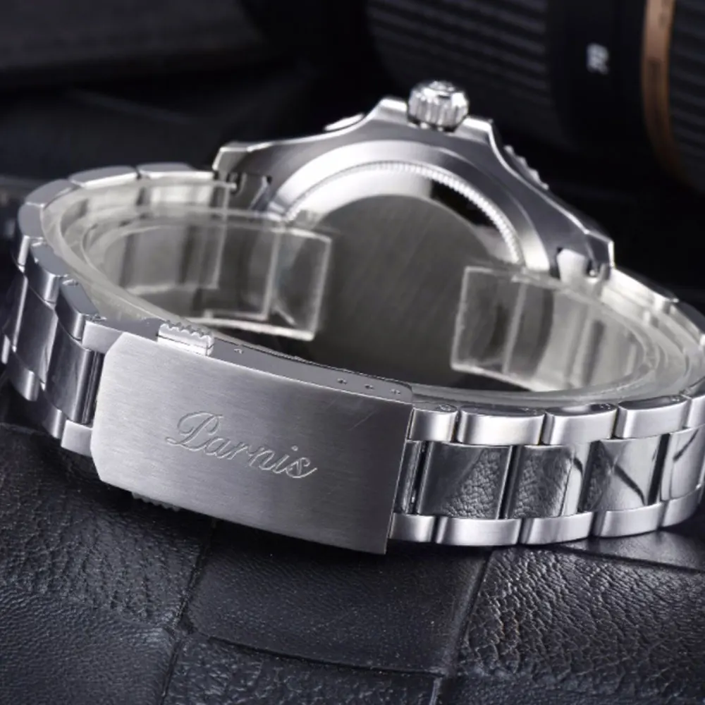 Мужские наручные часы Parnis суперсветящиеся голубые керамические 40 мм с