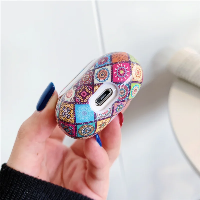 Для AirPods чехол Мандала Ретро цветок жесткий пластик беспроводной Bluetooth кожухи