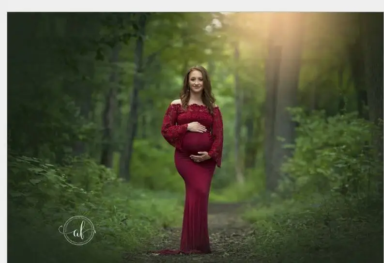 Красивое элегантное кружевное платье для беременных реквизит фотосъемки