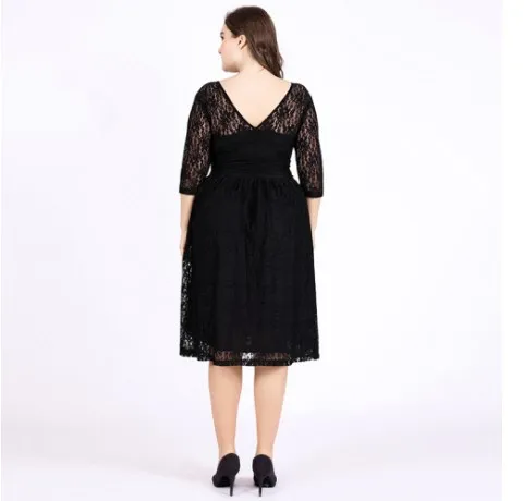 6XL Plus Size Crochet Lace Dress 2019 New Summer Vintage Bodycon Women Sexy Backless Vestidos Robe Party FW43 | Женская одежда
