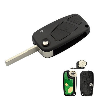 Черный OkeyTech 3 кнопки откидной складной дистанционный ключ 434 МГц PCF7946 чип синий черный цвет для Fiat Punto Ducato Stilo, Panda центральный - Цвет: Черный