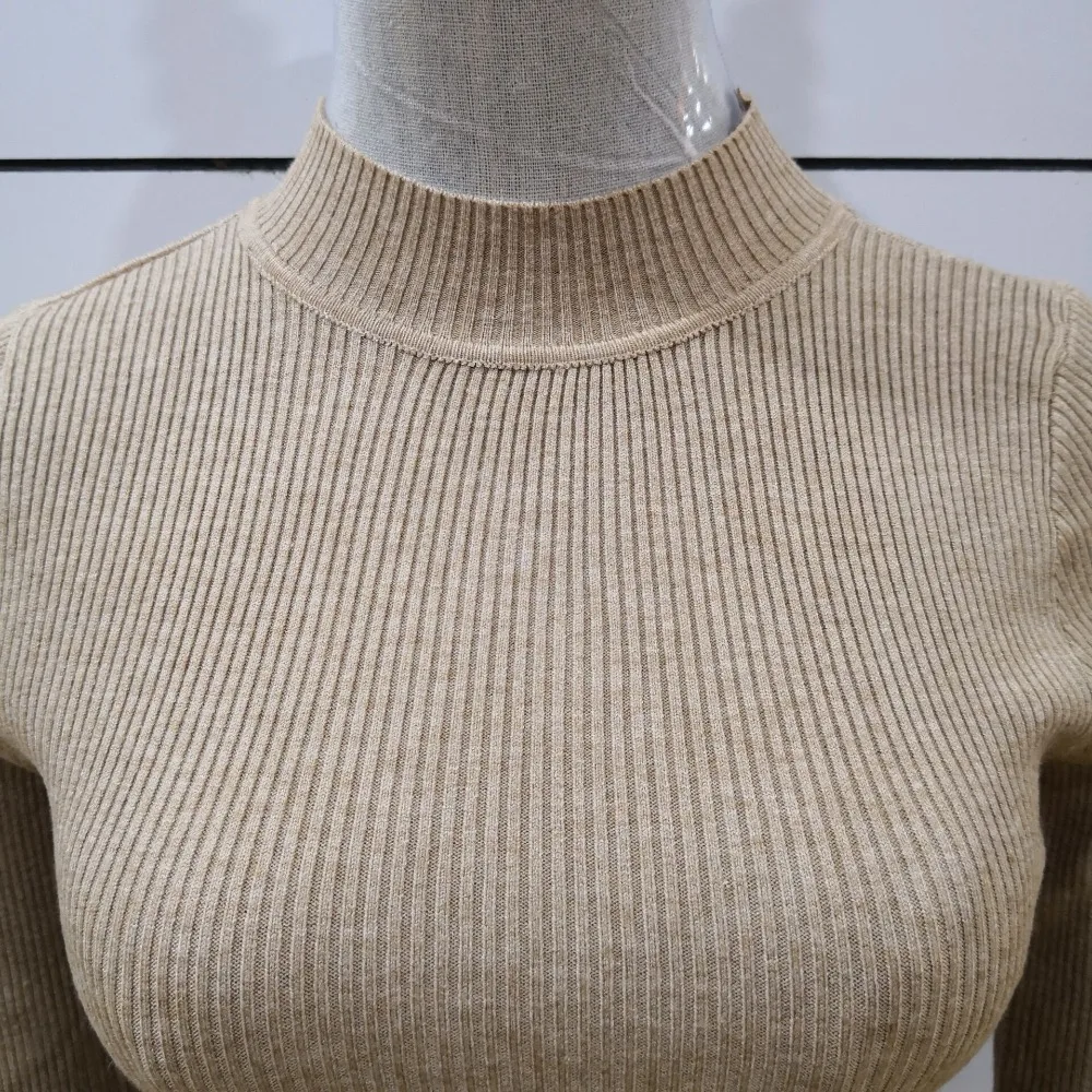 2018 Корейский осень Свитер с воротником в рубчик Для женщин набивной пуловер Топы