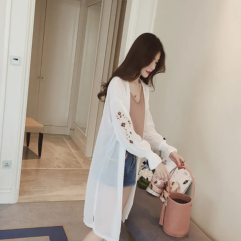 Women Casual Kimono Cardigan Ladies Summer Long Crochet Chiffon Loose Flora Printed Blouse Tops Black |