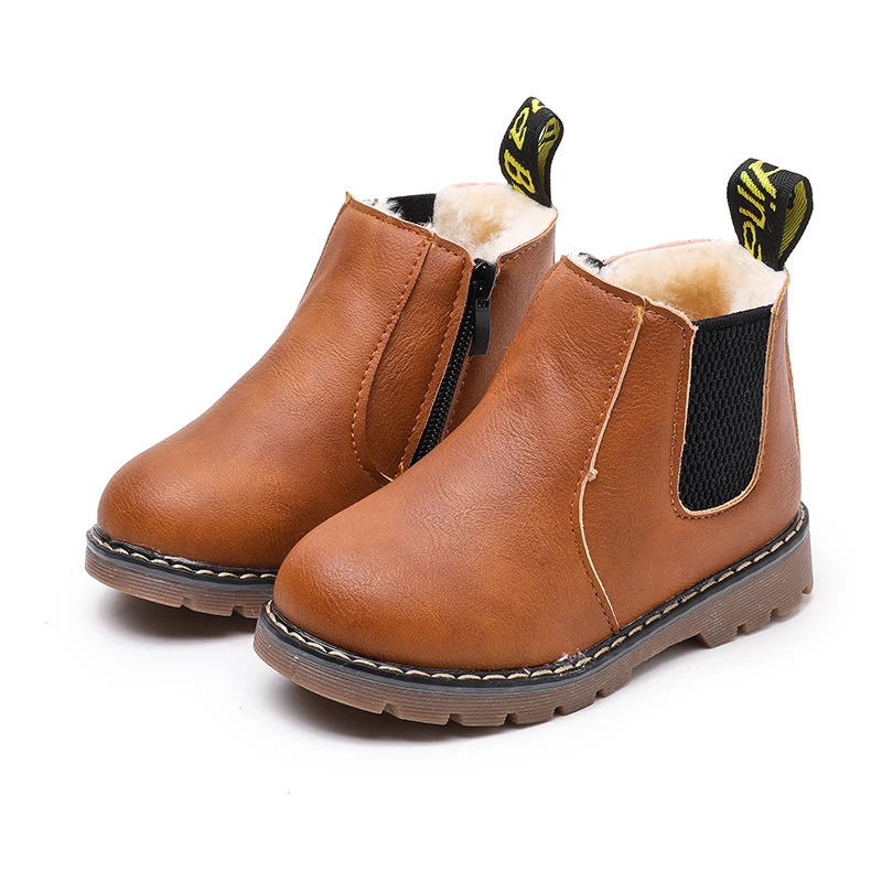 children's boots autumn winter boys gentleman zipper fashion boots girls non-slip warm snow boots