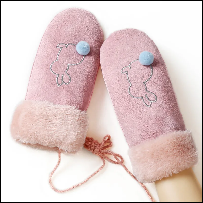 Новинка Женские варежки с милым мультяшным Кроликом зимние теплые толстые