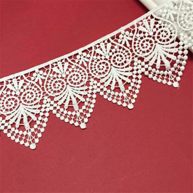 Одежда SINUAN кружева с водорастворимой бахромой 7 мм вышитые белый/черный цветок