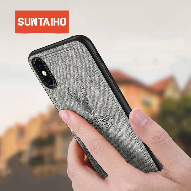 Suntaiho Мягкий ТПУ Край холщовый чехол для телефона iPhone 7 Чехол XS MAX 6s plus XR 8 X