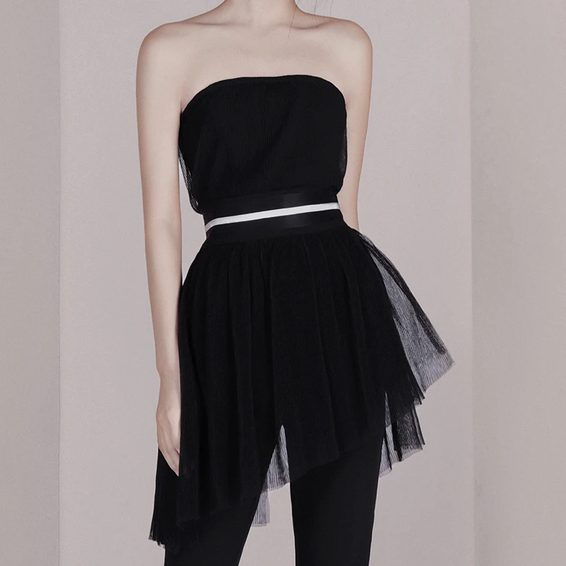 INDRESSME новинка 2019 комплект из 2 предметов сексуальные сетчатые Топы без бретелек с