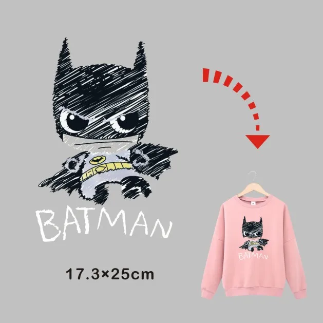 Бэтмен мультфильм стикер для мальчика одежда теплопередача горячий пресс