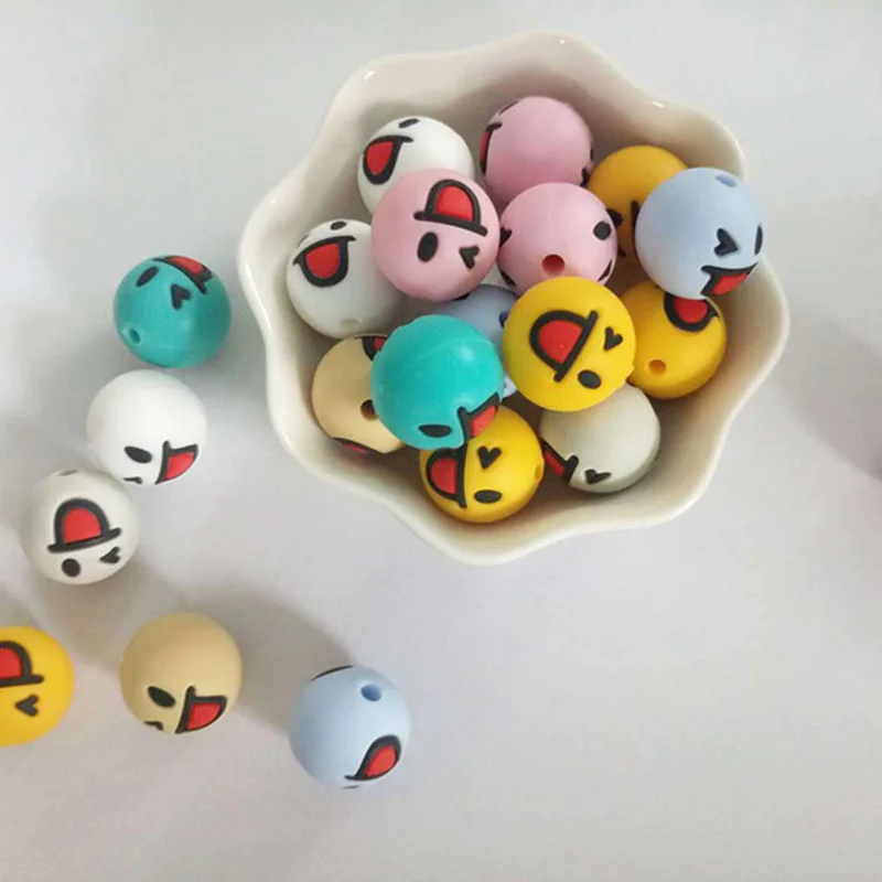 Чип и Дейл 5 шт. 15 мм силиконовые бусины смайлик детские круглые жевательные BFA