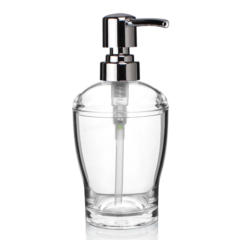 Акриловый диспенсер для жидкого мыла бутылка с насосом прозрачный/Хромированный