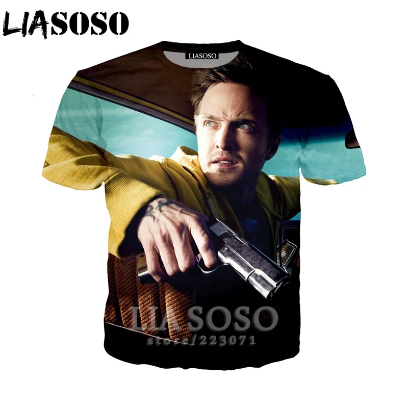 LIASOSO, летняя новинка, мужская, женская, модная толстовка, 3D принт, сериал «Breaking Bad», футболка с коротким рукавом, унисекс, топ, пуловер, A186-02