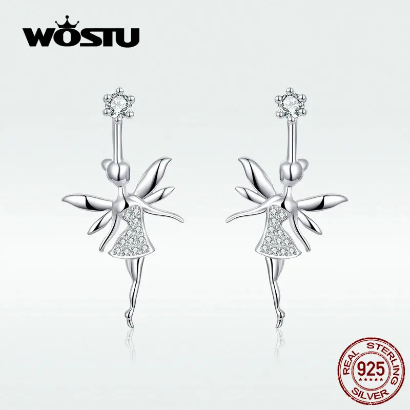 Женские серьги-капли WOSTU серьги из 100% настоящего серебра с фианитами новый дизайн