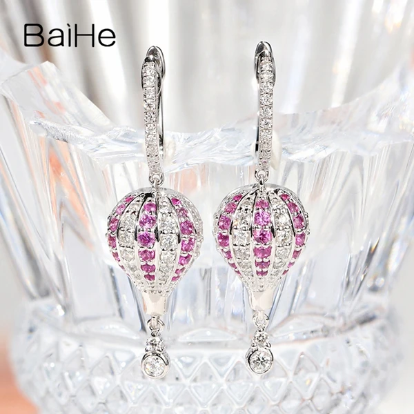 BAIHE, 14 K, белое золото, 0.34ct, H/SI-SI3, Круглый,, настоящие натуральные бриллианты, обручение, модное, хорошее ювелирное изделие, подарок, серьги-гвоздики