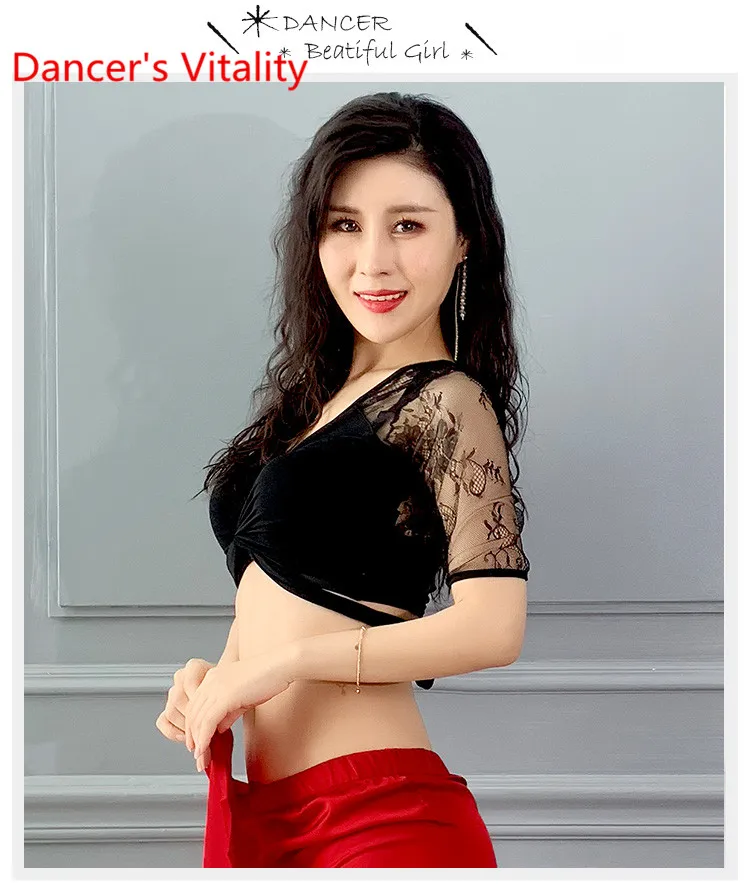 Belly Dance Top New Spring Summer Short Sleeve Sexy Lace Slim Fit Training Outfits Oriental Indian Dancing Competition Top