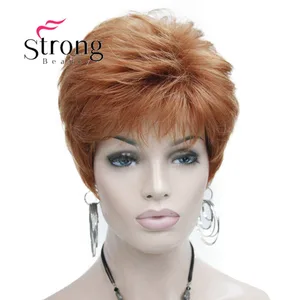 StrongBeauty, очень короткий, оранжевый, коричневый, светлый, высокая термостойкость, полностью синтетический парик, цвета на выбор