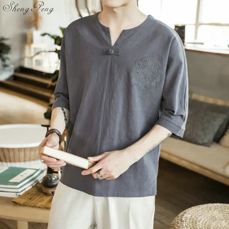 Traditional chinese shirts for men summer style garment traditional clothes shirt Q048 | Тематическая одежда и униформа