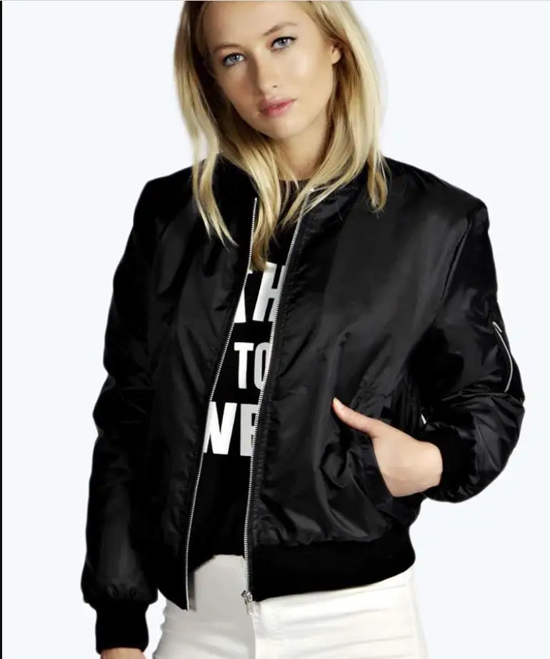 

2019 spring and autumn new solid color short coat fashion zipper outside jacket coat 252019