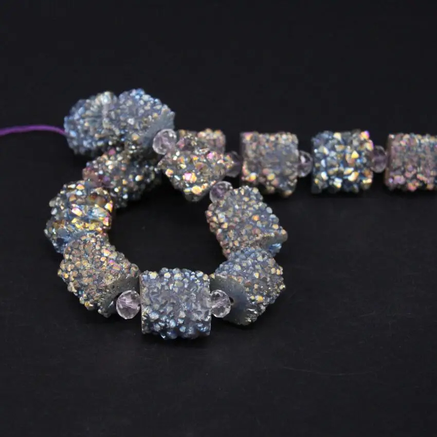 Прибл. 17 шт./нитка радужный титановый натуральный кварц жеодовая
