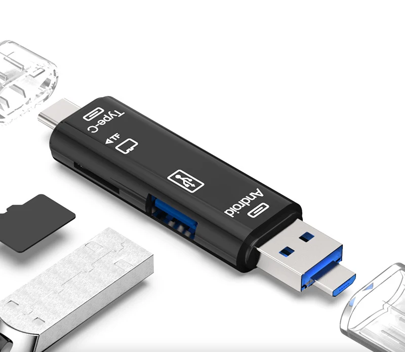 Kuman 2,0 OTG кард-ридер USB MicroUSB TypeC интерфейс с Micro SD USB TF слот для карт Y211 флэш-карт памяти для телефона