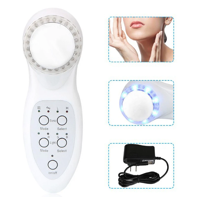 Ультразвуковой 7 LED цветной фотон для омоложения кожи Sonic уход за лицом подтяжка