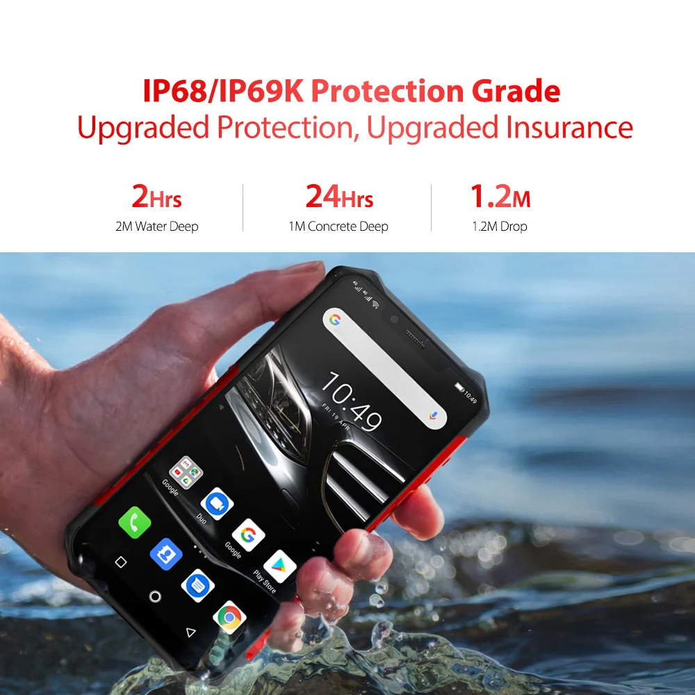 Ulefone Armor 6E IP68 водонепроницаемый прочный телефон 6,2 дюймов 4 GB+ 64 GB 16MP Android 9,0 Octa Core с беспроводной зарядки NFC смартфон