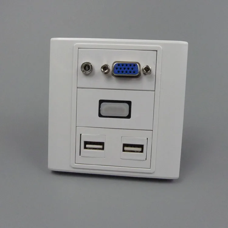 Vga hdmi аудио 3 5 мм настенная пластина с двойным USB разъемом мама мама|usb wall plate|wall