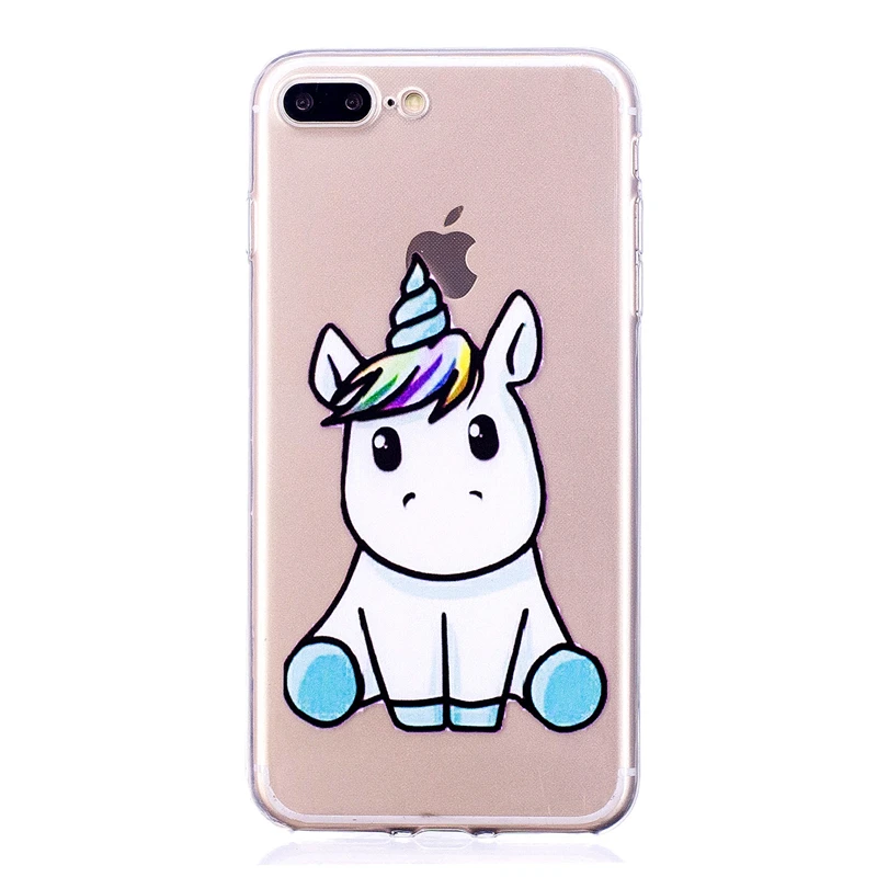Для Coque iPhone 7 Plus чехол Единорог Мягкая ТПУ живопись задняя защитная телефон чехлы