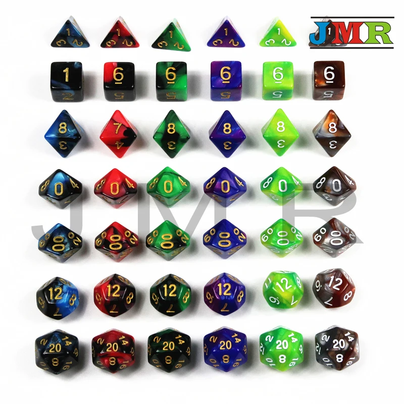 7 шт. Daodas De RpgDice набор с эффектом туманности Poker D& d D4, d6, d8, d10, d12, d20 многогранные кости, для ролевой игры Dnd, в подарок
