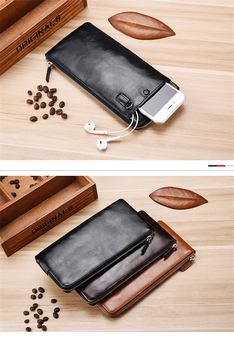 SOUTH GOOSE Men Wallet Soft PU Leather Luxury Brand Men Zipper Wallets Male Casual Long Purse Wallet Clutch Bag Women Coin Purse