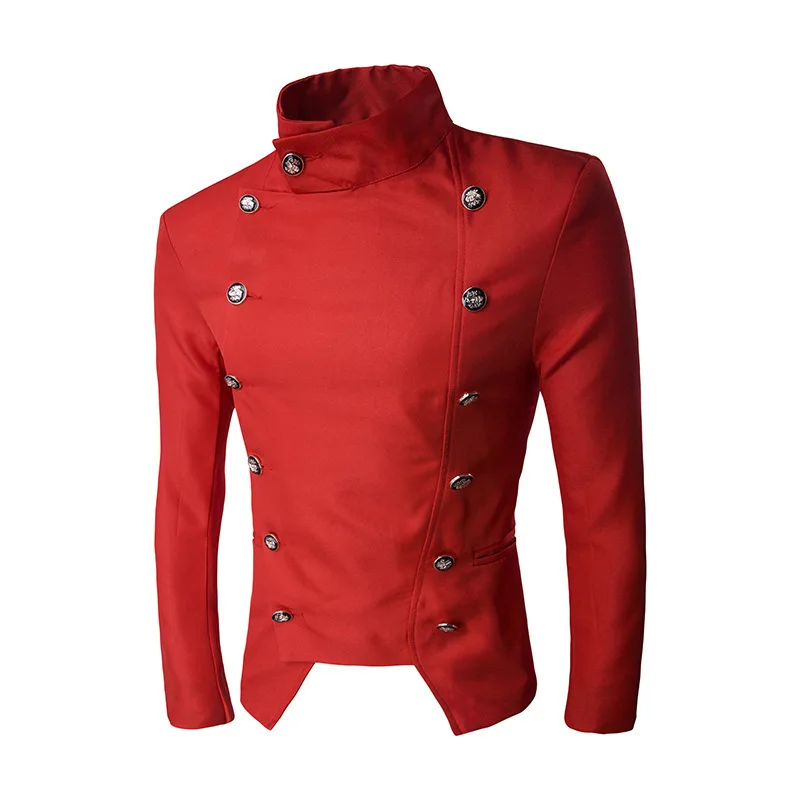 

Brand Mens Vintage dance club Style Business top Coats Dress Blazers Casual Stand Collar Jackets Male Slim Fit Suit clothes