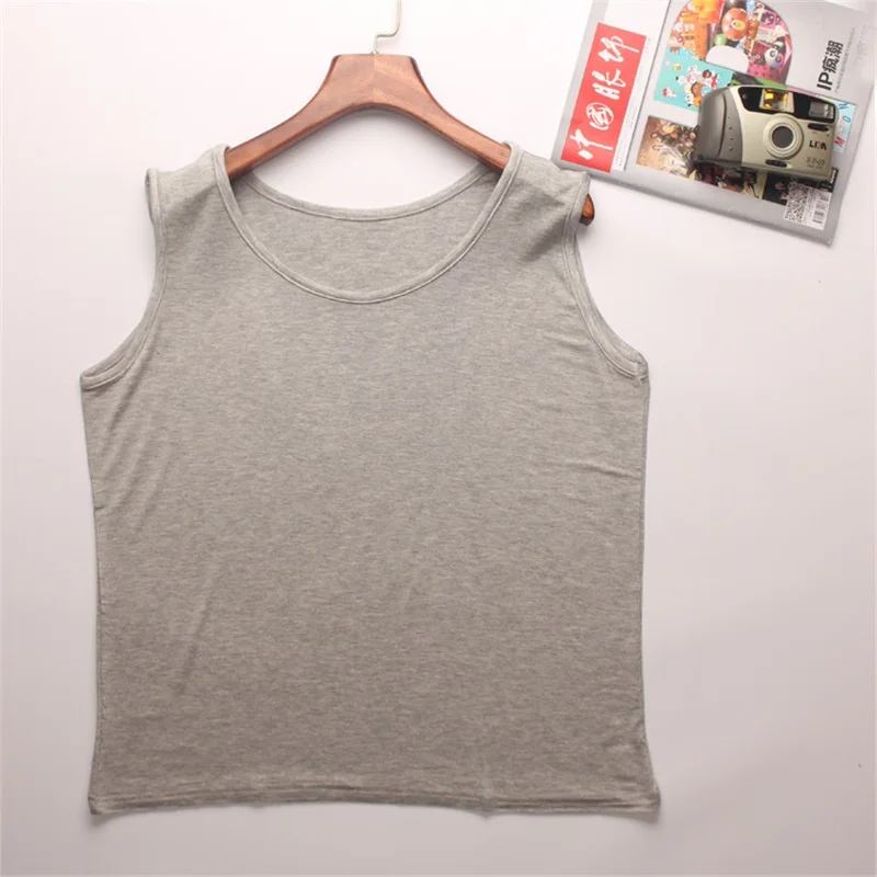 Женские майки большого размера 2XL-6XL, Модальные женские летние однотонные повседневные майки черного цвета без рукавов, женские майки для фитнеса и отдыха размера плюс - Цвет: Gray