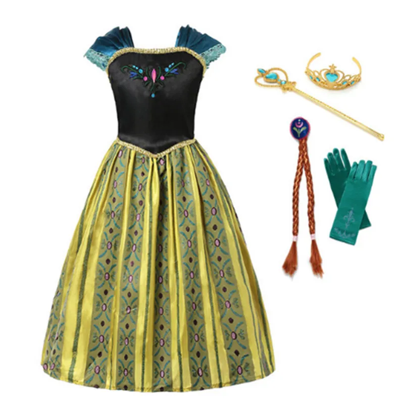 2018 Anna Elsa Dress for Girl Princess Part Cosplay Costume With Crown Wig Set Halloween Up | Детская одежда и обувь