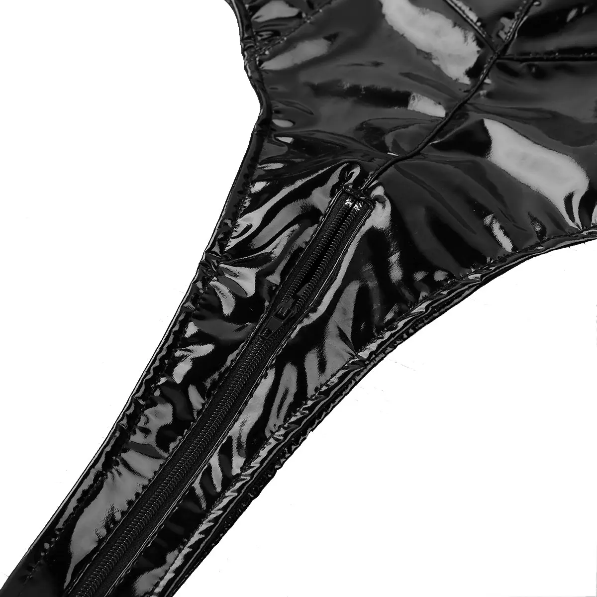 

Womens Sexy Wetlook Faux Leather Lingerie Latex Catsuit Body Suit Clubwear Open Bust Zipper Crotch Sleeveless Bodysuit Nightwear