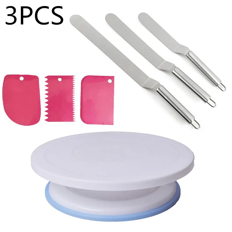 3pcs Пластиковый поворотный стол для торта, сделай сам, подставка для торта, вращающийся стол для торта, кухонные принадлежности, инструмент для украшения выпечки - Цвет: 3pcs