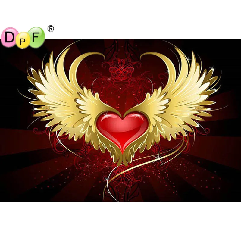 

DPF Full square diamond 5D DIY diamond embroidery Heart wings diamond painting Cross Stitch Rhinestone mosaic decoration crafts