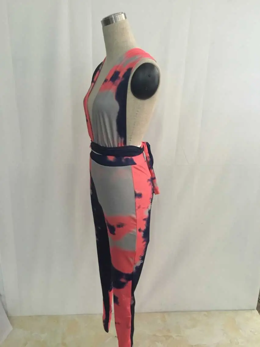 Sexy глубокий v шеи спинки женщины бинты комбинезон 2016 топ мода slim bodycon длинный