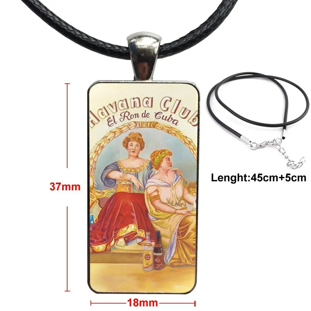 Гавана клубный пивной постер стеклянный кабошон кулон ожерелье прямоугольное