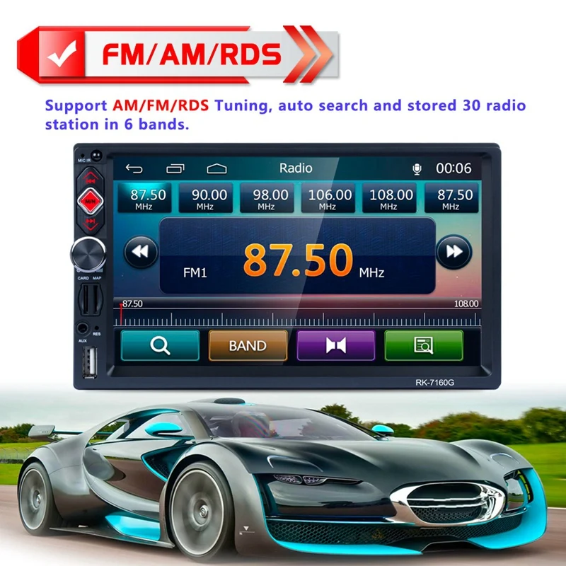 2Din 7 дюймов Автомобильный fm-радио Hd 1080P навигация Ios/Android зеркальная связь стерео Bluetooth динамик Mp5 плеер