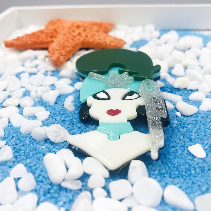 SexeMara, дизайн, мультяшная фигурка, брошь, акриловая, зеленая, преувеличенная, кисточка, головной убор, брошь для девочки, украшения для одежды, нагрудные булавки