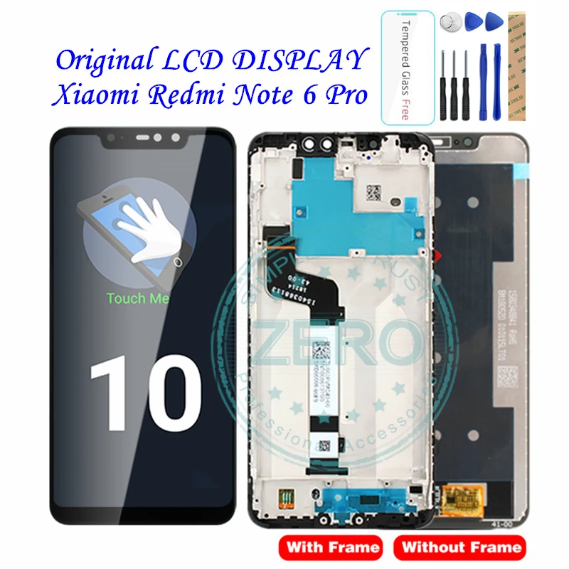 Оригинальный экран для Xiaomi Redmi Note 6 Pro ЖК дисплей + рамка 10 сенсорный Note6 дигитайзер