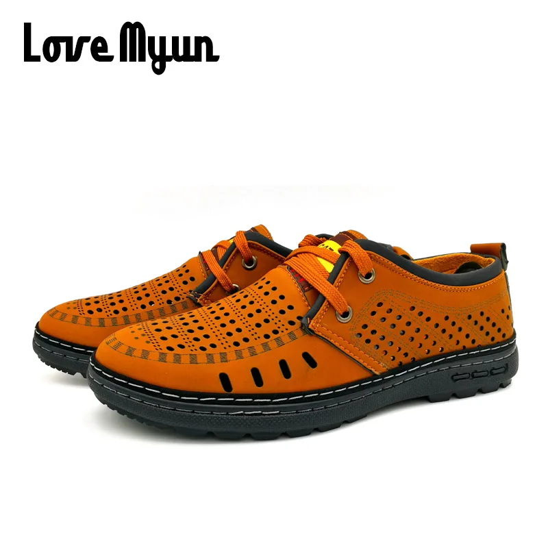 Распродажа! Туфли мужские дышащие на шнуровке мягкая кожа плоская подошва