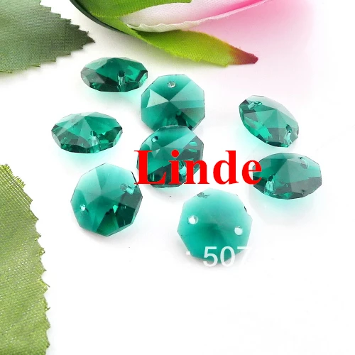 Freies Verschiffen 100 teile/paket AAA Top Qualität 14mm 8116 Achteck Perlen mit zwei ganze Emeralde farbe LONCC018