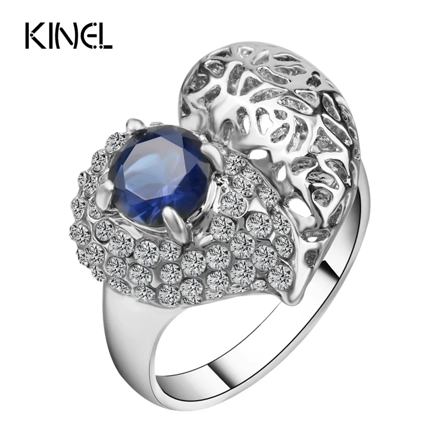 Женские кольца с сердечками Kinel Винтажные Ювелирные украшения серебряного цвета