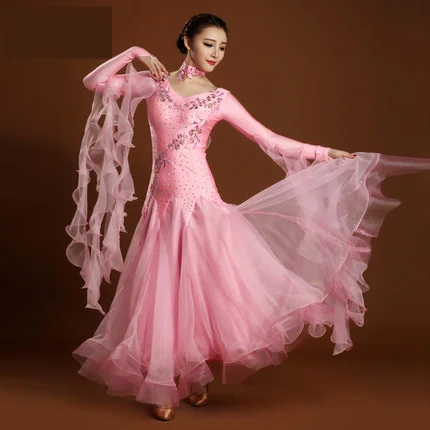 Женское платье для бальных танцев с длинным рукавом 6 цветов | Тематическая