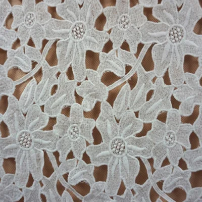 1PCS FOR 125X50CM Shuanshuo Водорастворимые Вышитые молочного шелка кружева свадебное платье ткань вышивка с сеткой кружевная ткань 125*50 см - Цвет: 1PCS FOR 125X50CM