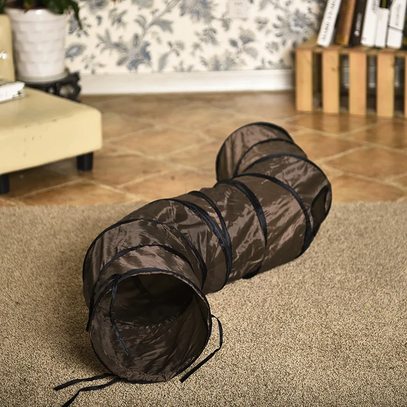"S" Забавные Pet туннель Cat играть туннель коричневый складной 1 отверстия Cat Tunnel Котенок Кошка игрушка основная кошка игрушки Кролик играть туннель