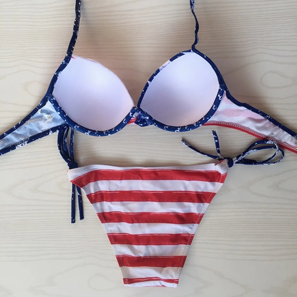 Женский купальник-бикини с американским флагом 4 июля | Женская одежда