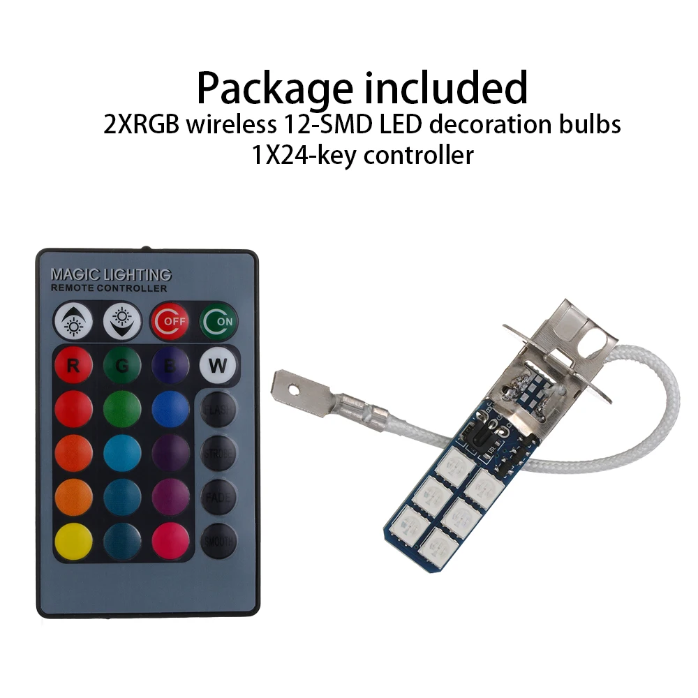 2 шт. высокое качество DC 12V H3 5050 RGB 12SMD Светодиодные Автомобильные фары